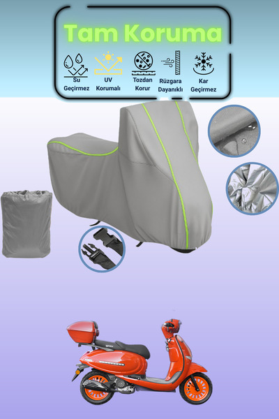 Dokaca Neo غطاء دراجة نارية رمادي نيون قماش مجدّل يوكي بيليني 125 متوافق، غطا...