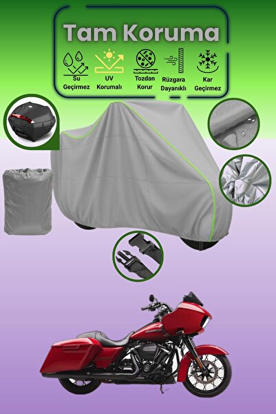 Dokaca Neo حقيبة خلفية رمادية نيون قماش مجدّل متوافقة مع هارلي ديفيدسون رود ج...