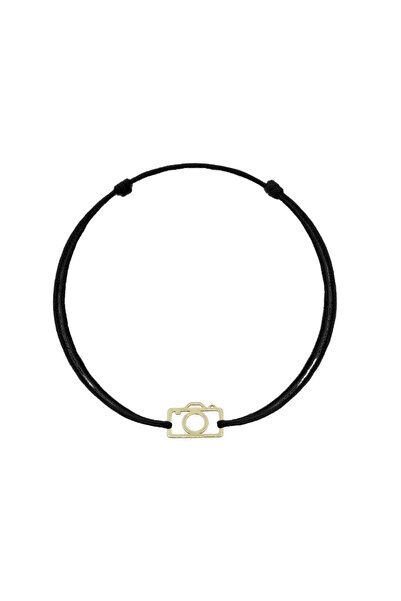 Bijuteria SORELLY Brățară din aur de 14k cu pandantiv cu cameră foto neagră