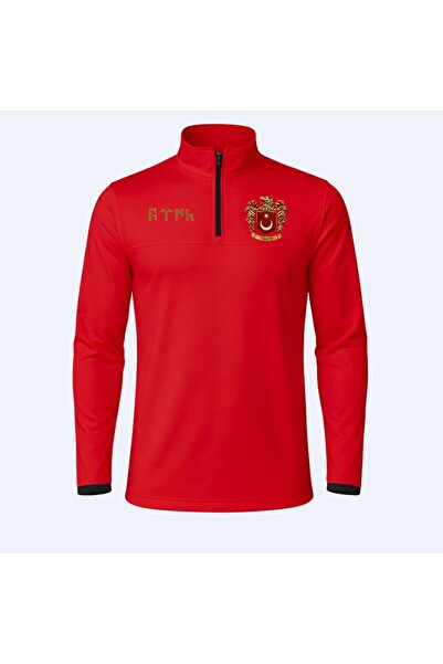 Elvellon Türkiye Kurtlu Arma Yarı Fermuarlı Spor Sweatshirt Unisex