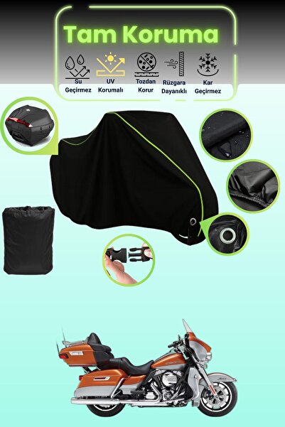 Dokaca Neo حقيبة خلفية سوداء نيون قماش مجدّل متوافقة مع هارلي ديفيدسون FLHTK ...