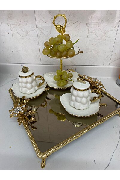 elif aksesuar فنجان قهوة بتصميم العنب مع غطاء، عبوة من قطعتين