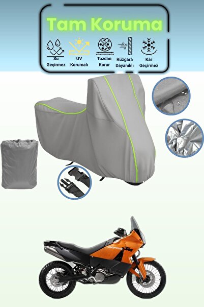 Dokaca Neo غطاء دراجة نارية رمادي نيون قماش مجدّل KTM 990 Adventure متوافق، غ...