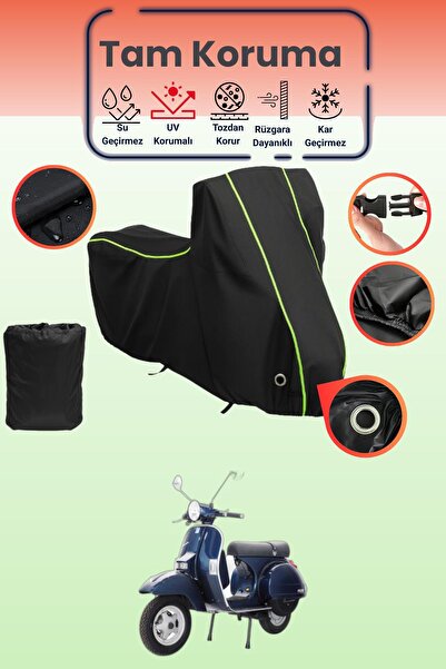 Dokaca Neo غطاء دراجة نارية متوافق مع Vespa PX 200 باللون الأسود النيون قماش ...