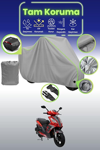 Dokaca Neo غطاء دراجة نارية رمادي نيون قماش مجدّل متوافق مع قفل وحقيبة خلفية ...