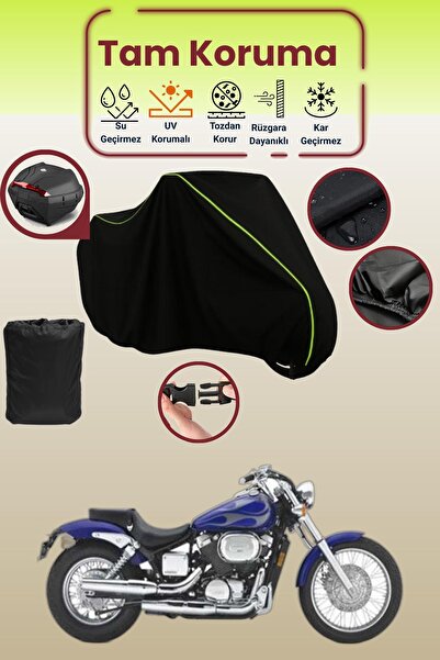 Dokaca Neo حقيبة خلفية سوداء نيون قماش مجدّل متوافقة مع هوندا شادو سبيريت 750...