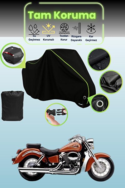 Dokaca Neo حقيبة خلفية وقفل أسود نيون قماش مجدّل متوافقة مع هوندا VT 750 شادو...