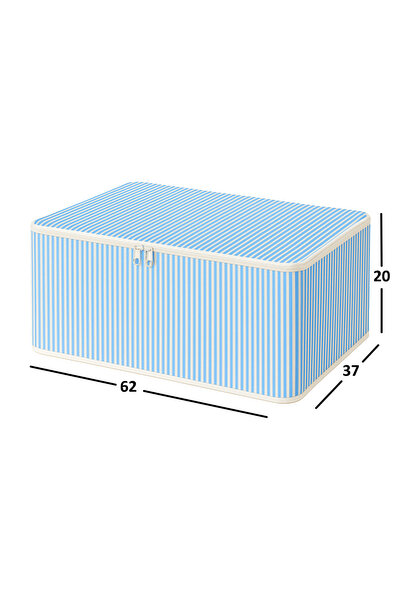 ADARYA HOME 10' lu Çizgili Hurç 62x37x25 cm Dolap İçi Düzenleyici Kumaş Depolama Çantası (MAVI)