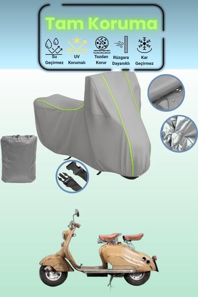 Dokaca Neo غطاء دراجة نارية رمادي نيون قماش مجدّل متوافق مع لامبريتا إينوتشين...