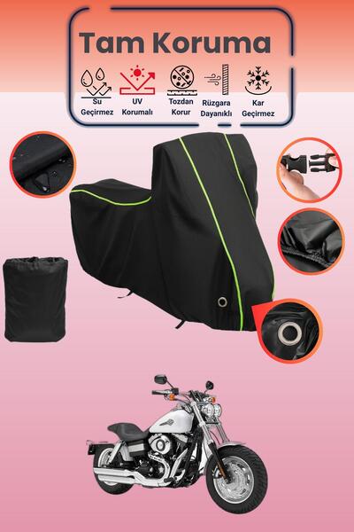 Dokaca Neo غطاء دراجة نارية أسود نيون قماش مجدّل متوافق مع هارلي ديفيدسون داي...