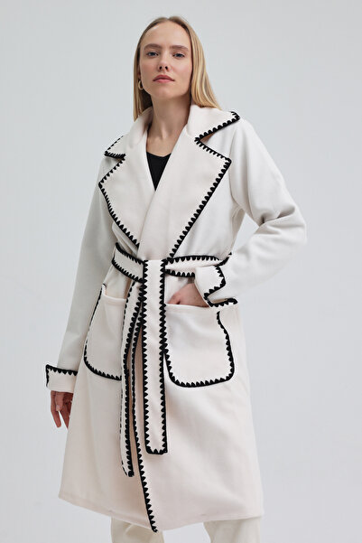 ABOUT US Relaxed Fit Coat with Cowboy-Stitched Belt Detail # Kb0010