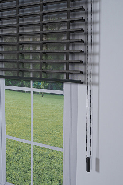 donatti perde Ahşap Jaluzi Görünümlü Kumaş Silüet Antrasit Gri Perde|Dekorati...