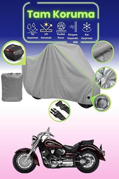 Dokaca Neo حقيبة خلفية وقفل رمادي نيون قماش مجدّل متوافقة مع ياماها XVS 1100 ...