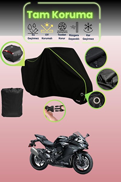 Dokaca Neo حقيبة خلفية وقفل أسود نيون قماش مجدّل متوافقة مع دراجة نارية كاواس...