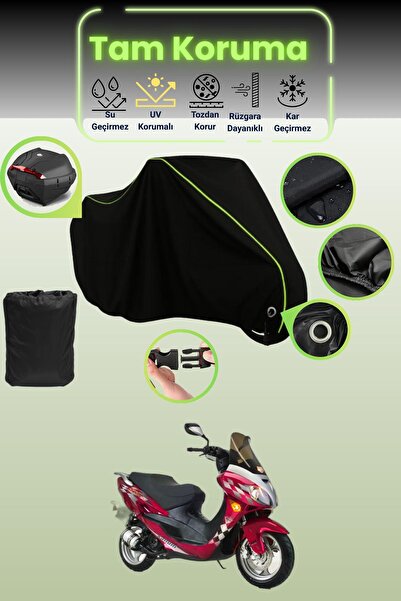 Dokaca Neo قماش دراجة نارية متوافق مع قفل وحقيبة خلفية باللون الأسود النيون ق...