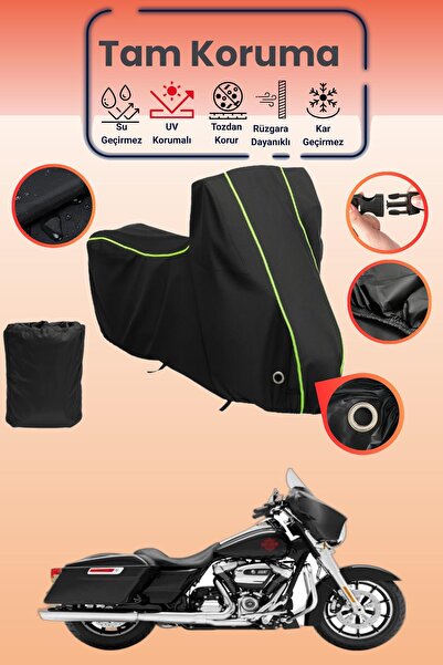 Dokaca Neo غطاء دراجة نارية أسود نيون قماش مجدّل متوافق مع هارلي ديفيدسون إلك...
