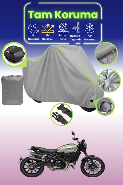 Dokaca Neo حقيبة خلفية رمادية نيون قماش مجدّل متوافقة مع دراجة دوكاتي سكرامبل...