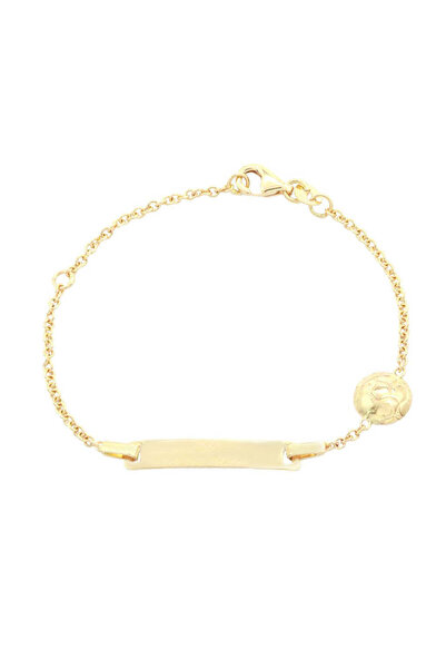 Bijuteria SORELLY Brățară pentru copii din aur de 14k cu minge de fotbal 3D și placă