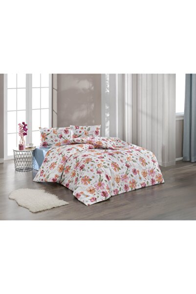 Bella Home Crystal Double Ranforce Duvet Cover Set - 4 Pieces - 100% Cotton - Original Luxury Box Delicate Pink