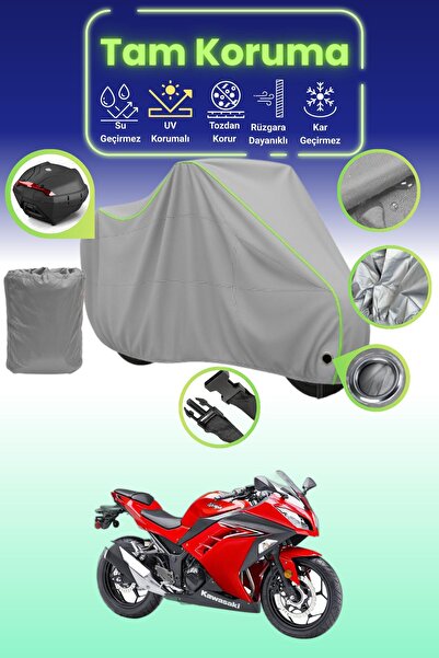 Dokaca Neo حقيبة خلفية رمادية نيون قماش مجدّل متوافقة مع كاواساكي نينجا 300، ...