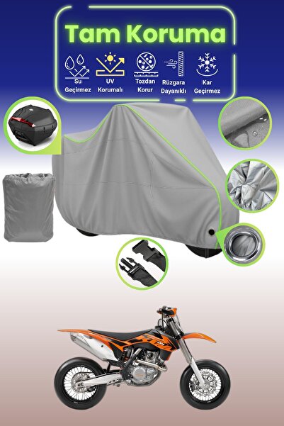 Dokaca Neo غطاء دراجة نارية رمادي نيون قماش مجدّل متوافق مع KTM 450 SMR، غطاء...