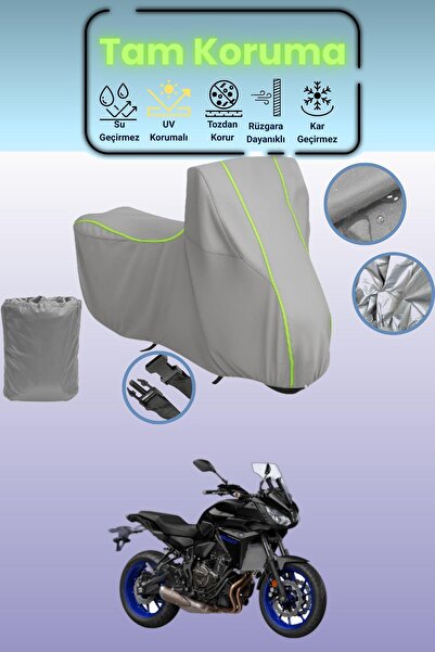 Dokaca Neo غطاء دراجة نارية رمادي نيون قماش مجدّل متوافق مع ياماها تريسر 700،...
