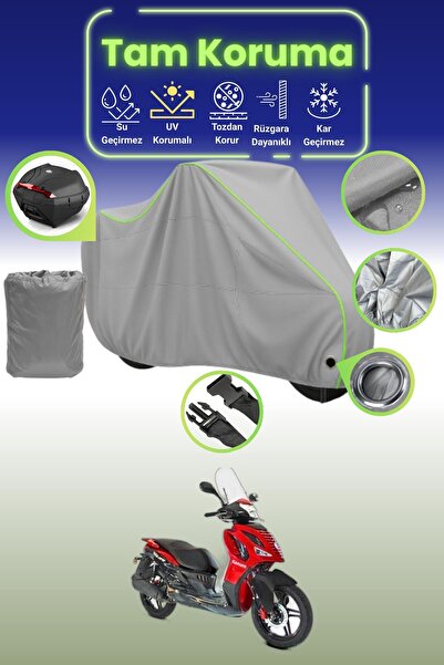 Dokaca Neo غطاء دراجة نارية رمادي نيون قماش مجدّل متوافق مع قفل وحقيبة خلفية ...