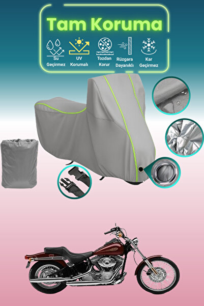 Dokaca Neo غطاء محرك رمادي نيون قماش مجدّل متوافق مع هارلي ديفيدسون سوفتيل ست...