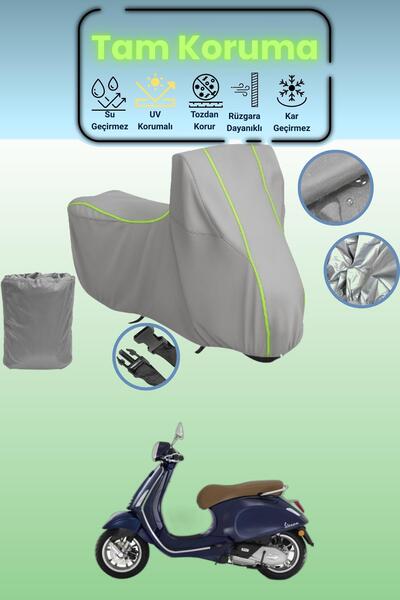 Dokaca Neo غطاء دراجة نارية رمادي نيون قماش مجدّل Vespa Primavera 150 متوافق،...