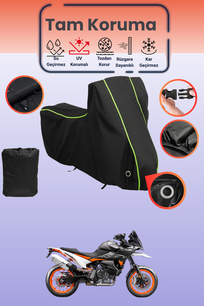 Dokaca Neo غطاء دراجة نارية متوافق مع KTM 890 SMT باللون الأسود النيون قماش م...