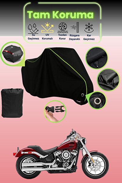 Dokaca Neo حقيبة خلفية سوداء نيون قماش مجدّل متوافقة مع قماش محرك هارلي ديفيد...