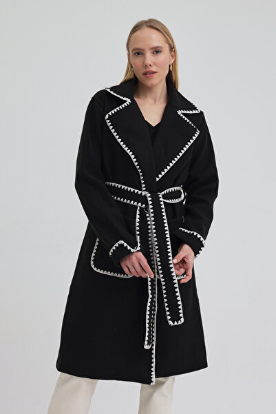 ABOUT US Relaxed Fit Coat with Cowboy-Stitched Belt Detail # Kb0010