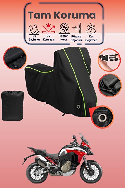 Dokaca Neo غطاء دراجة نارية أسود نيون قماش مجدّل متوافق مع دوكاتي مولتيسترادا...