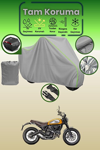 Dokaca Neo حقيبة خلفية رمادية نيون قماش مجدّل متوافقة مع دوكاتي سكرامبلر كلاس...