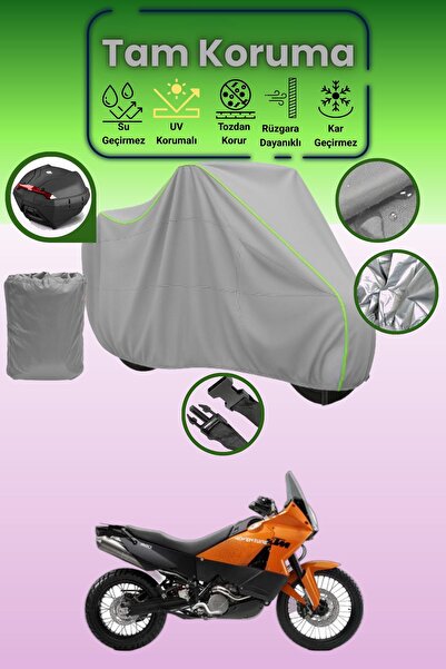 Dokaca Neo حقيبة خلفية رمادية نيون قماش مجدّل متوافقة مع KTM 990 Adventure، غ...