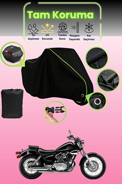 Dokaca Neo حقيبة خلفية وقفل أسود نيون قماش مجدّل متوافقة مع ياماها فيراجو XV ...