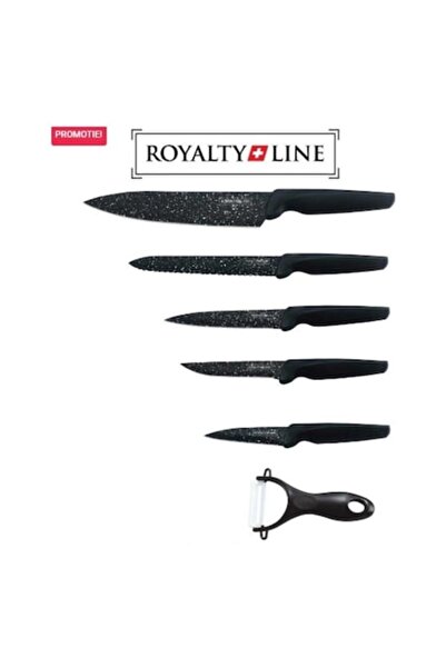 Royalty Line Set of 5 Knives, Steel, Non-Stick, Black, 9x20cm