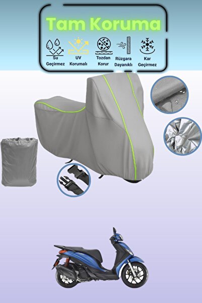 Dokaca Neo غطاء دراجة نارية رمادي نيون قماش مجدّل متوافق مع بياجيو ميدلي إس 1...