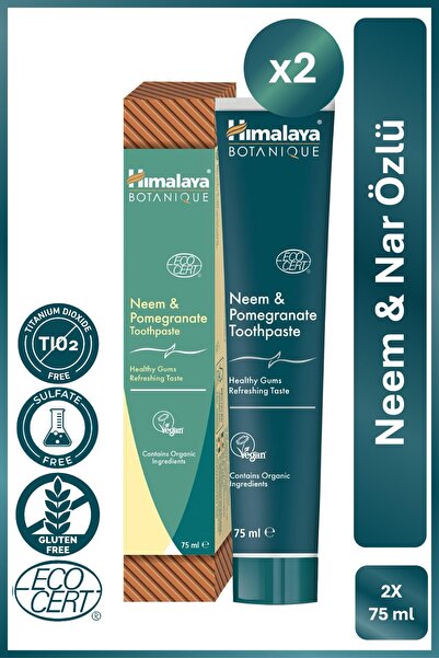 Himalaya Since 1930 Botanique Doğal Neem & Nar Özlü Florürsüz Organik Diş Mac...