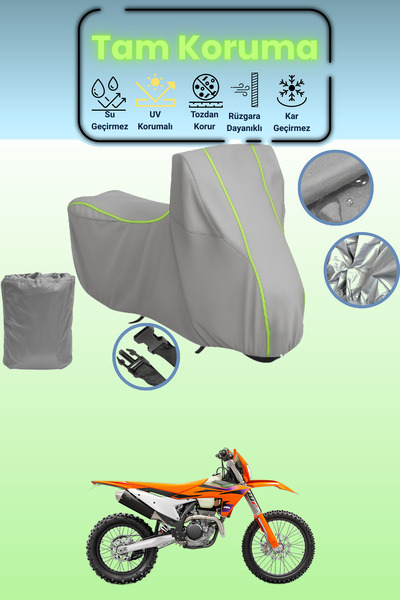 Dokaca Neo غطاء دراجة نارية رمادي نيون قماش مجدّل KTM 250 EXC متوافق، غطاء وا...