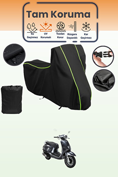 Dokaca Neo Black Neon Corded Fabric Rks Siesta 50 Compatible Motorcycle Tarpa...