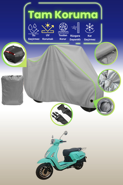 Dokaca Neo غطاء دراجة نارية رمادي نيون قماش مجدّل متوافق مع أباتشي ترو 125