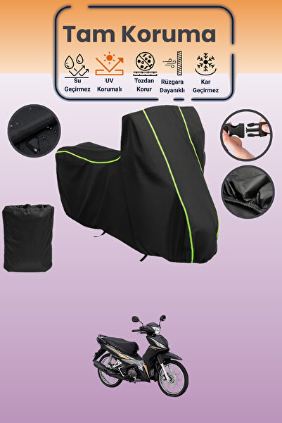 Dokaca Neo غطاء محرك متوافق مع هوندا ويف قماش مجدّل باللون الأسود النيون، غطا...