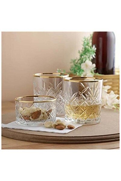Pasabache Pasabahce Timeless Whisky Set – 2 Glass + 1 Bowl Gold Edition