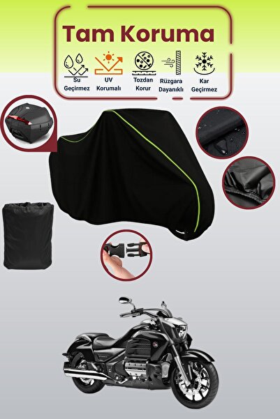 Dokaca Neo حقيبة خلفية سوداء نيون قماش مجدّل متوافقة مع هوندا فالكيري F6C، غط...