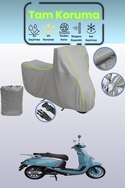 Dokaca Neo غطاء دراجة نارية رمادي نيون قماش مجدّل موتولوكس ماكياتو 50 متوافق،...