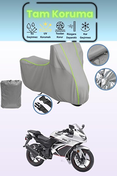 Dokaca Neo غطاء دراجة نارية رمادي نيون قماش مجدّل متوافق مع كاواساكي نينجا 25...