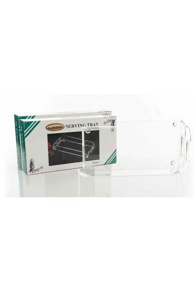 ALKHANBASHI Clear Acrylic Serving Tray with Handles – Modern Multipurpose Table Tray (300 × 150 × 47 mm)