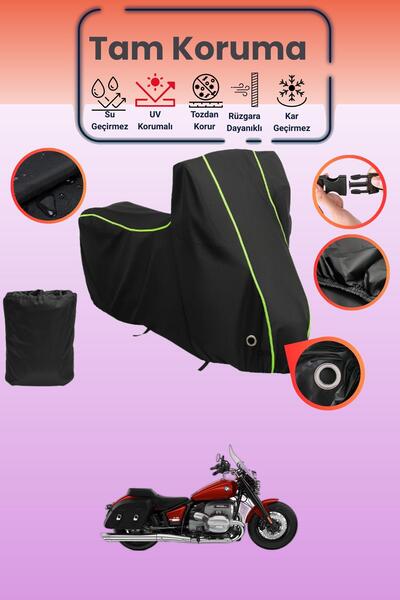 Dokaca Neo غطاء دراجة نارية متوافق مع BMW R 18 باللون الأسود النيون قماش مجدّ...