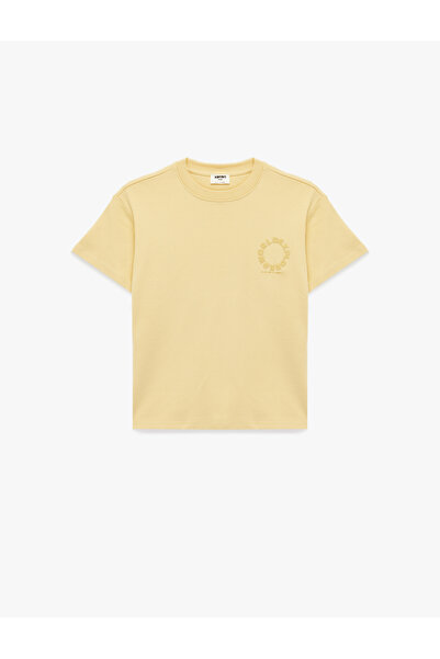 Koton Βαμβακερό κοντομάνικο μπλουζάκι με λαιμόκοψη με στάμπα